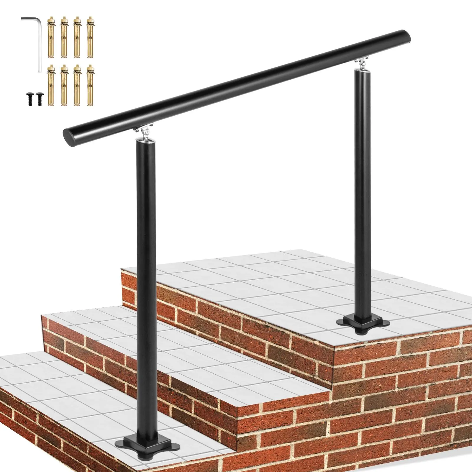 【SummerFinds】VEVOR Outdoor Stair Railing Kit,  , 3 FT Handrails 1-3 Steps, Adjustable Angle Black Aluminum Stair Hand Rail for The Elderly, Handrails for Outdoor Steps