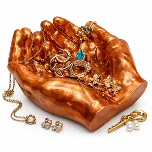 Decorative Bowl - Hands Offering Bowl - Hand Shape Decorative Piece for Resin Art – Hand Bowl, Jewelry Tray, Candle Holder & Succulent Pot – Modern DIY Home Decor Sculpture Bronze Color