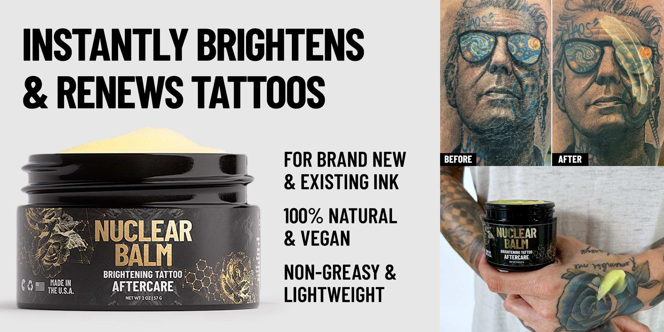 Nuclear Balm 3-Pack – Brightening Aftercare Cream for Tattoos | Makes Faded Ink Pop Instantly | Vegan Formula | Must-Have Grooming for Tattooed Skin
