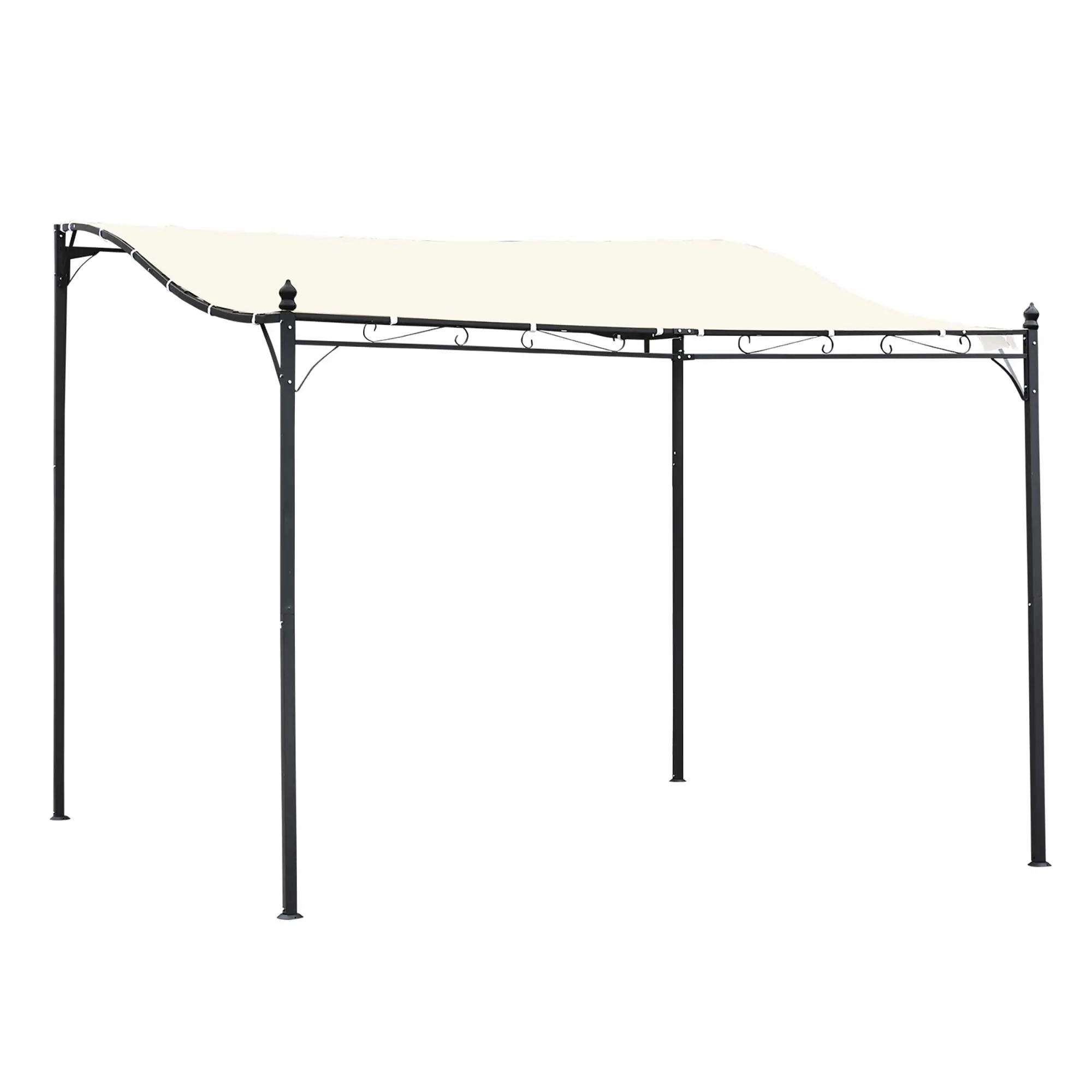 Outsunny 10'x10' Steel Outdoor European-Style Pergola with Weather-Resistant Fabric Sunshade Canopy, Drainage Holes for Backyard Canopy Shade & Sun Protection