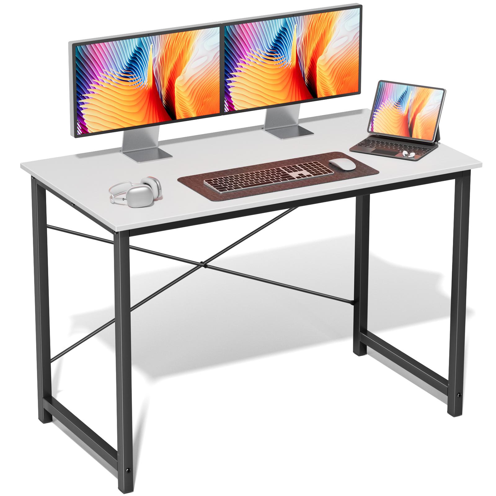 All-in-One Computer Desk for Home Office & Study, 31-63 Inch Modern Writing Desk, Sturdy Wood Office Table for Work or Gaming, Black/White/Brown #HomeOffice #WorkspaceSolutions