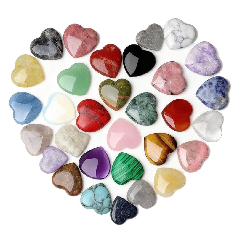 15PCS Crystals Heart-shaped Healing Rose Quartz Amethyst Polished Love Stone Natural Gemstones Set Spiritual Balancing Meditation 0.8" Crystal Gifts for Women