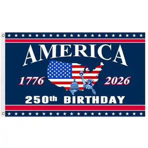America 250th Birthday Flag 1776-2026, Patriotic USA Map Independence Day Flag, American Freedom Outdoor Yard Banner, 4th Of July Patriotic House Decor