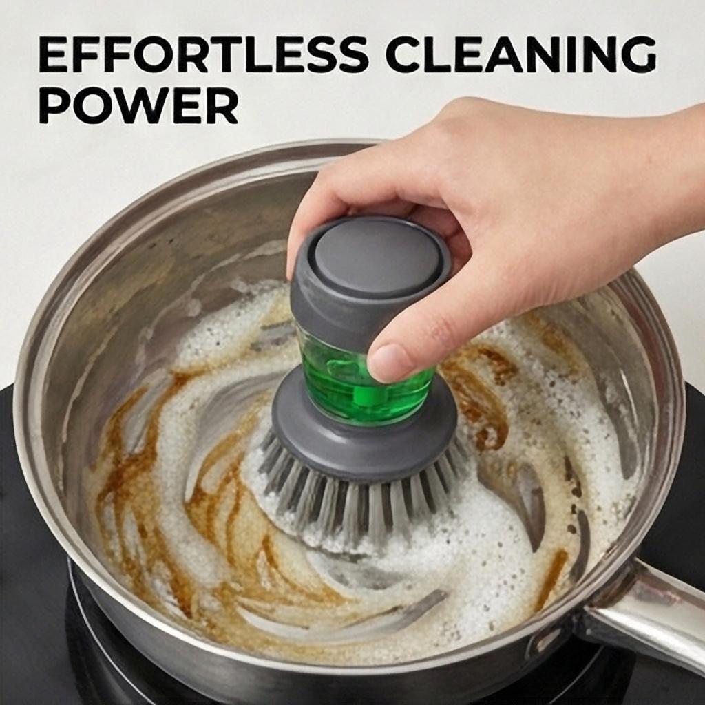 Home Kitchen Storage Set Soap Dispensing Palm Brush, Durable and Scratch-Resistant, Kitchen Brush for Cookware, Dish and Sinks, Scrub Brush for Kitchen cleaning (Set of Brush and Holder Tray),household essentials,kitchen