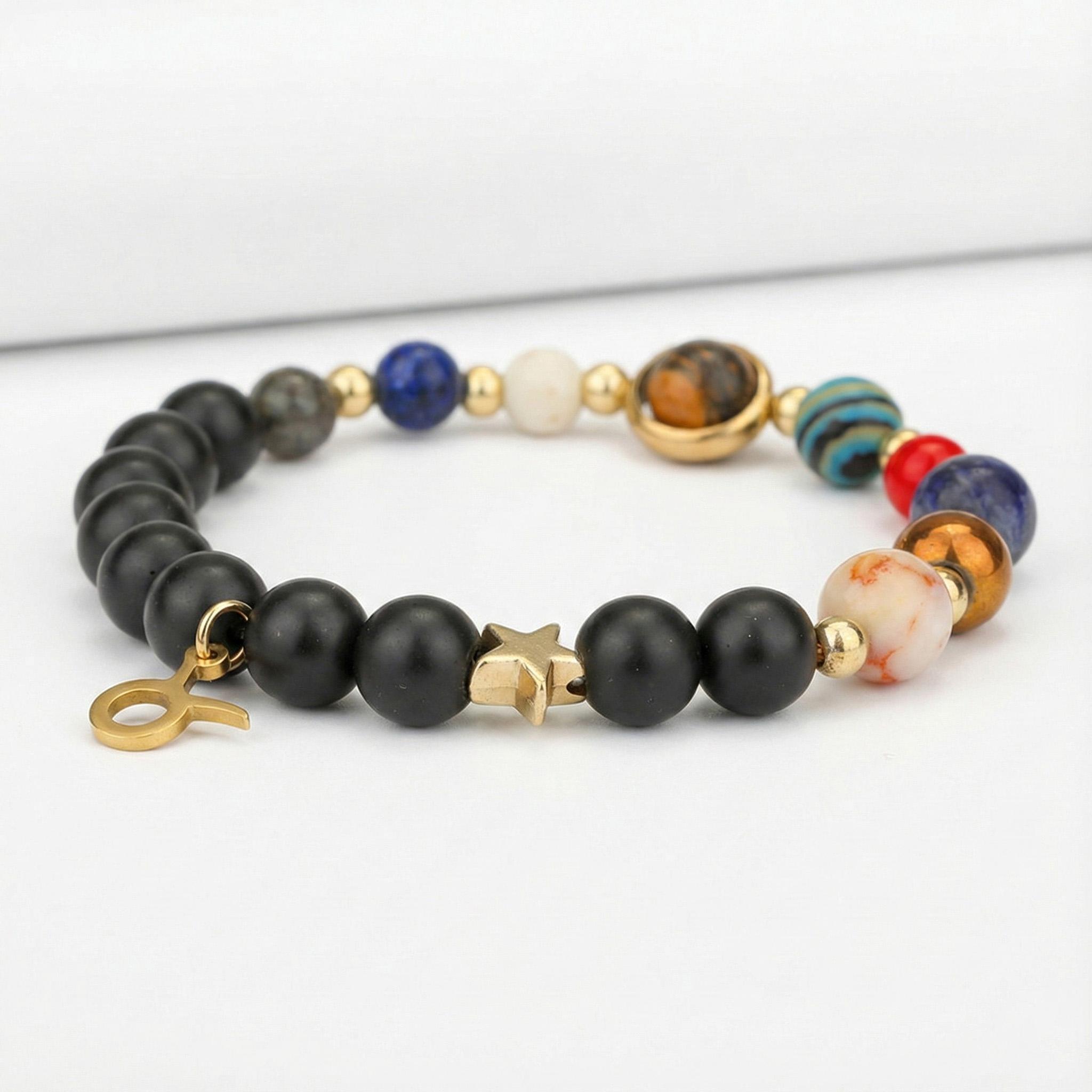 Solar System & Constellation Design Handmade Beaded Bracelet, Unisex Couple Style, Guardian Star Natural Stone Beads Bracelet Bangle Gifts