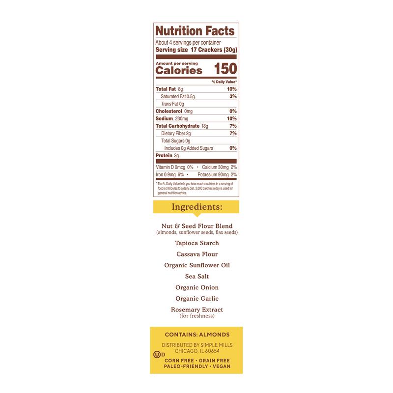 Simple Mills Almond Flour Crackers, Fine Ground Sea Salt, 4.25 oz (120 g)