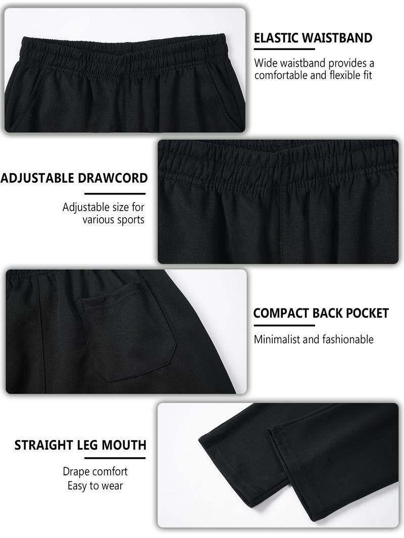 CCCMAI Men's Solid Thermal Lined Drawstring Waist Pants, Casual Comfy Regular Fit Straight Leg Trousers for Fall Winter, Men's Bottoms for Daily Wear Menswear Plain Loose