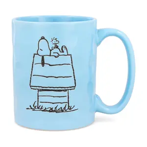 Peanuts Snoopy and Woodstock House Wax-Resist Pottery Mug | Holds 17 Ounces