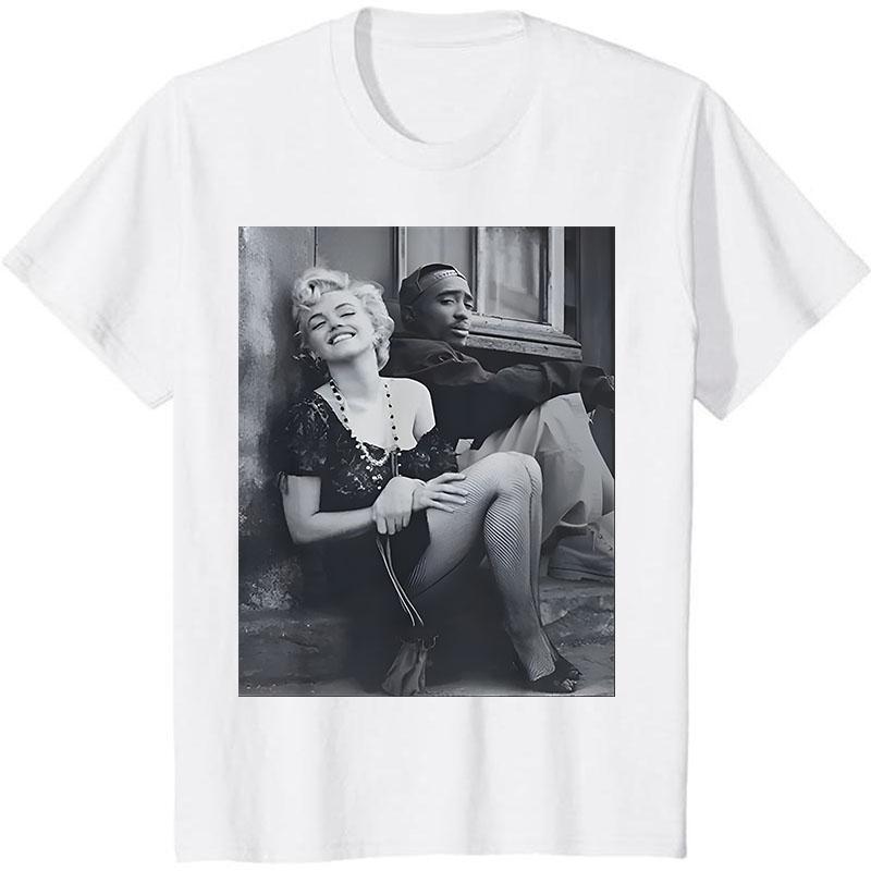 Marilyn Monroe and 2Pac Cotton Unisex T shirt Streetwear