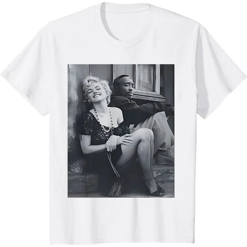 Marilyn Monroe and 2Pac Cotton Unisex T shirt Streetwear