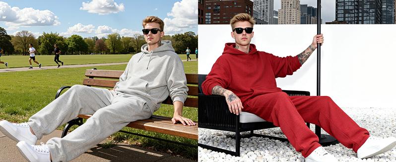 GINGTTO Mens Sweatsuit 2 Piece Oversized Minimalist Hoodie&Straight Leg Sweatpants Set Casual Unisex Hoodie Athletic Streetwear