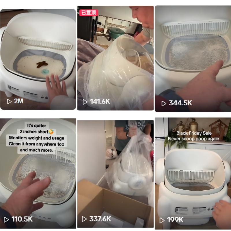 PARUUNTYS x TAYACICY Self Cleaning Litter Box,Open Top Automatic Litter Box with App Control for Multiple Cats, Safety Sensors Protection, Odor Control Includes 2 roll Liners,Large Waste Bin, Cream White(Only supports 2.4G Wifi)