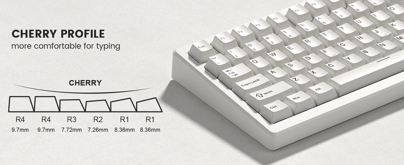 Womier PBT keycaps Set, 126 Keys Double Shot  Retro Milky White Keyboard caps,Cherry Profile Keycaps 60 65 75 100 Percent, Custom keycaps for Mechanical Keyboard Gaming(61/64/68/84/87/100/104/108)