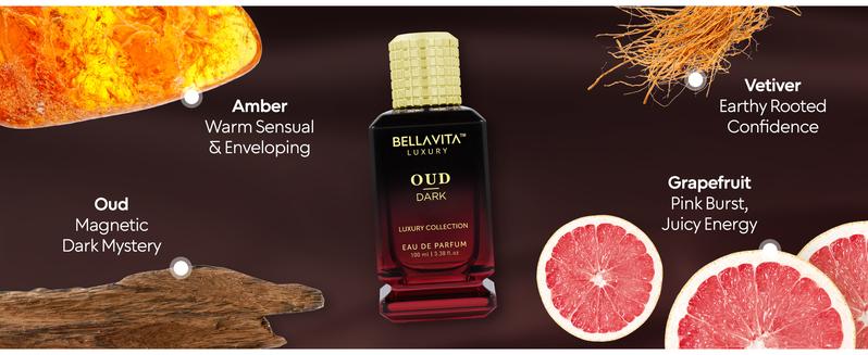 BellaVita Luxury's OUD Dark  | Eau De Parfum (EDP) | Grapefruit, Orris & Vetiver | Woody & Musky | Long Lasting | Cruelty Free