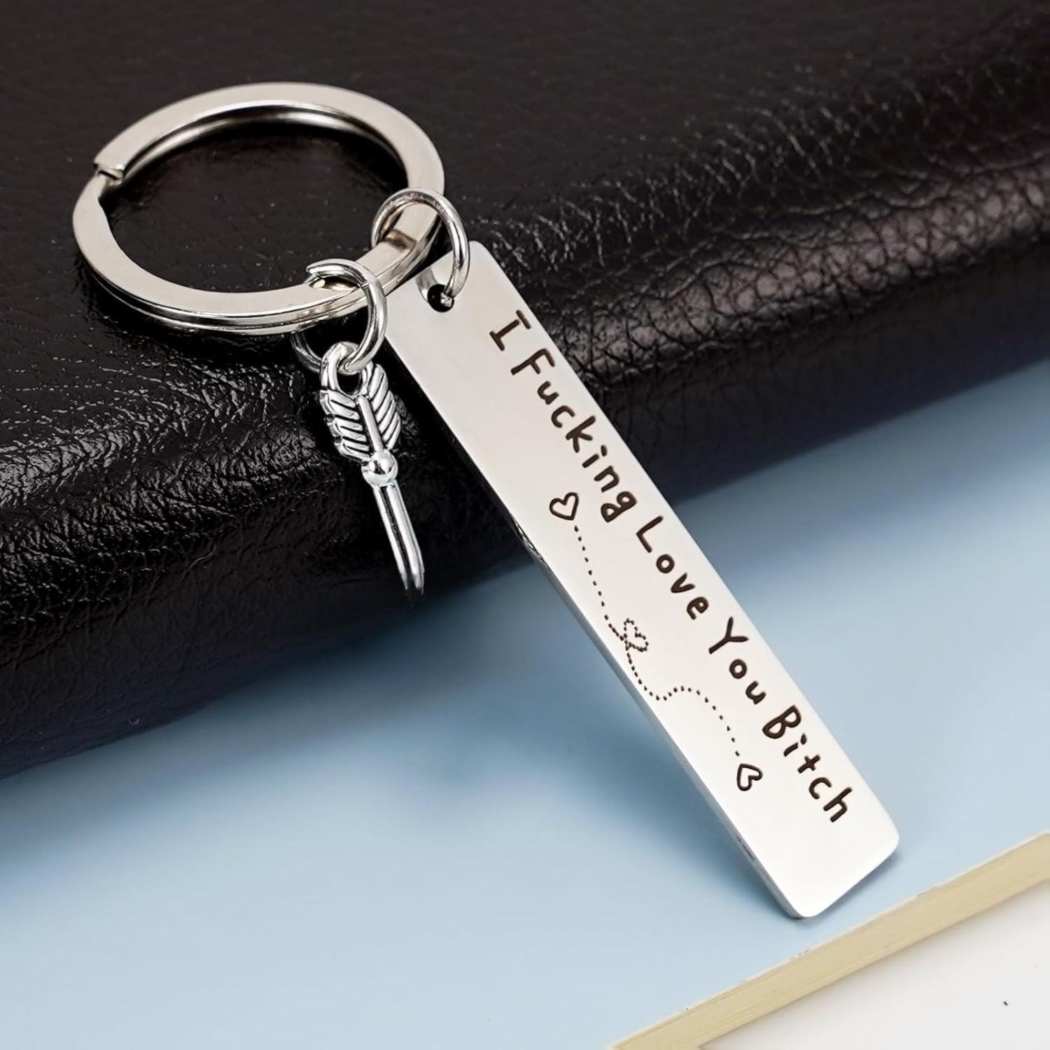 Best Friend Keychain for Women, Stainless Steel Key Chain Engrave I Fking Love You Bith Birthday Christmas Friendship Gift for Bestie Best Friends Female Bff