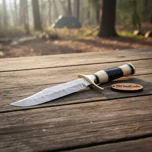 Sheffield Clip Point Bowie Knife Hand Forged Damascus Steel Custom Handmade Bowie JW SteelCrafts