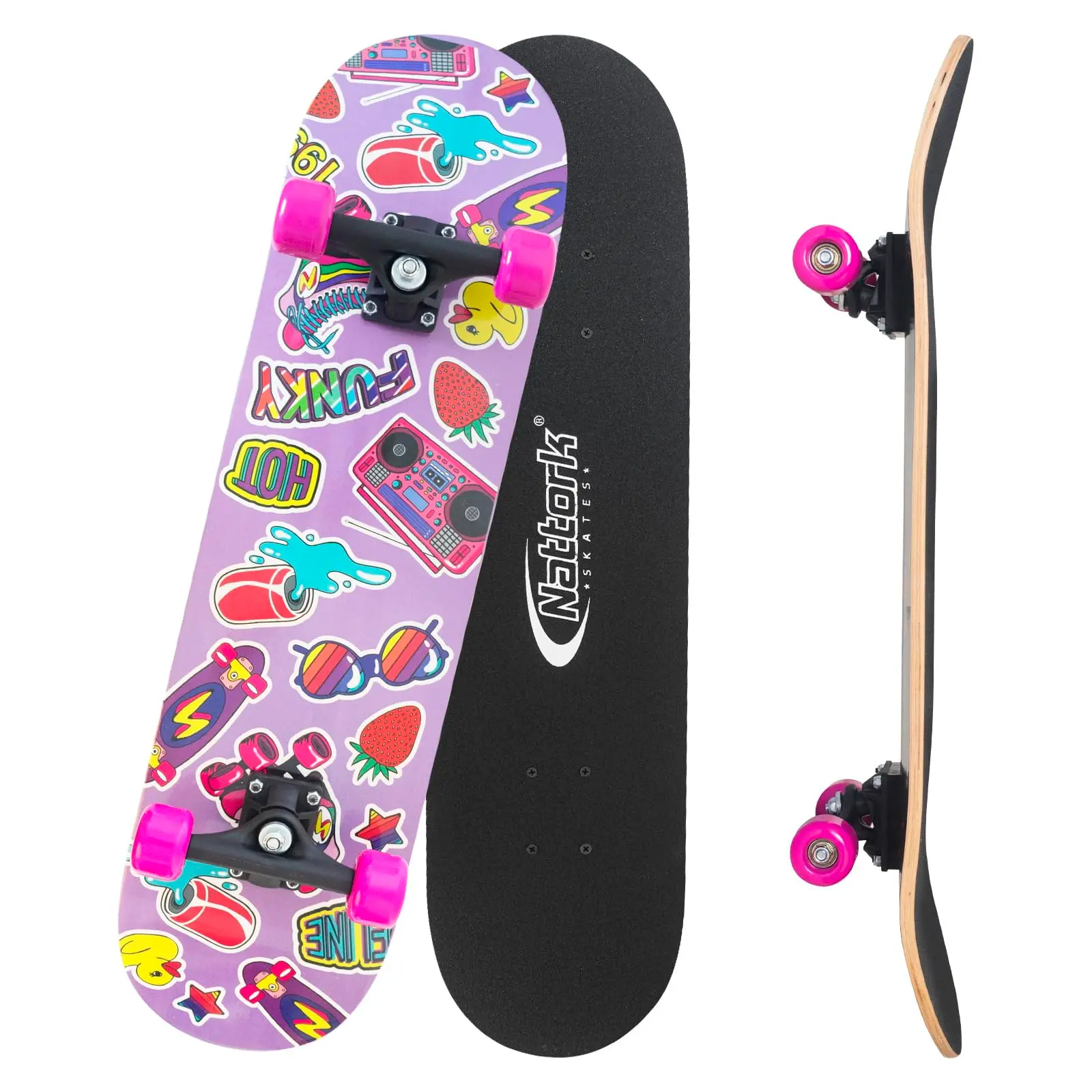 31-Inch Maple Complete Skateboard - Beginner-Friendly Cruiser Skateboard for Kids, Teens & Adults, Smooth Outdoor Riding