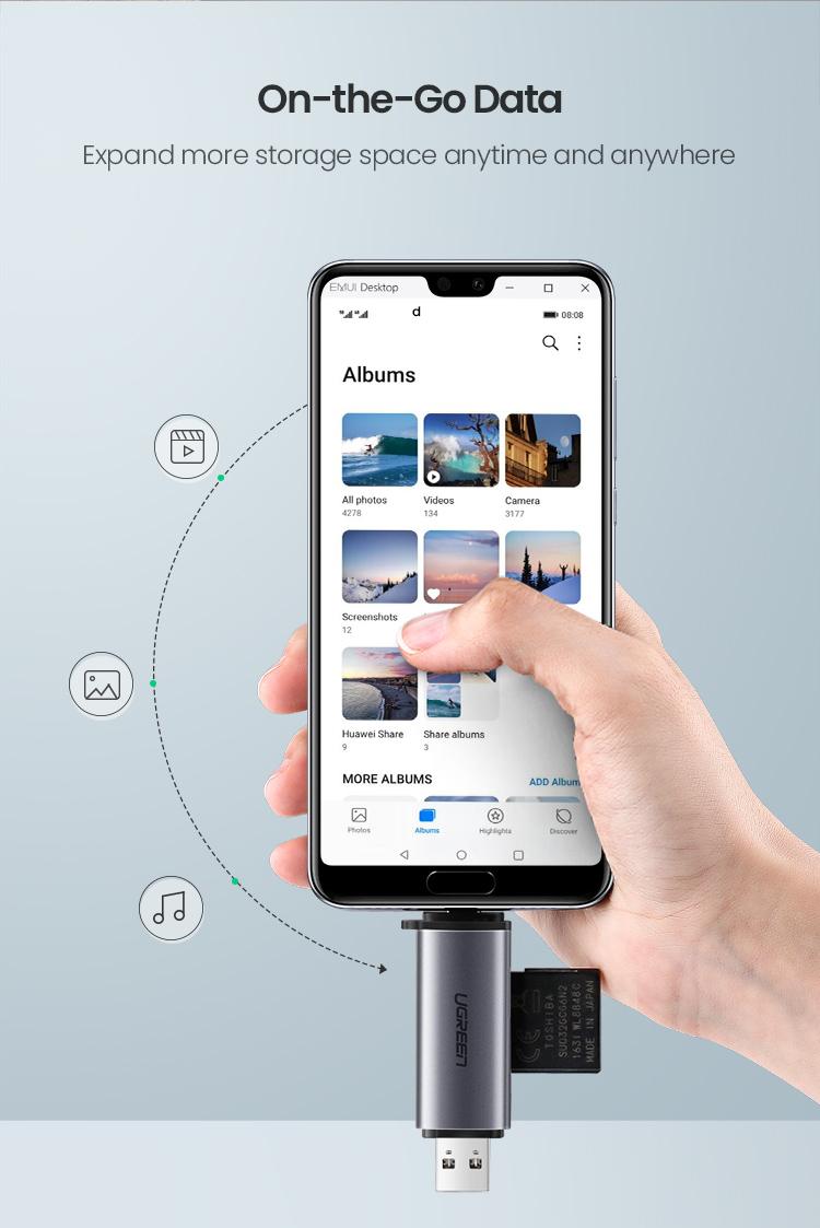 UGREEN SD Card Reader, USB C USB 3.0 Micro SD Card Reader for SD SDHC SDXC MicroSD Compatible with iPhone 17 16 15 Pro Max Samsung Android Computer PC-TikTokShopBlackFriday ,TikTokShopHolidayHaul