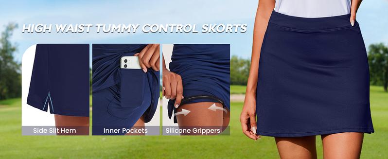 High Waisted Tummy Control Women's Golf Skorts with Inner Pockets Silicone Grippers Tennis Skirt Quick Dry Athletic Pickleball Skort 2026 Spring outdoor ootd fashion gift for you