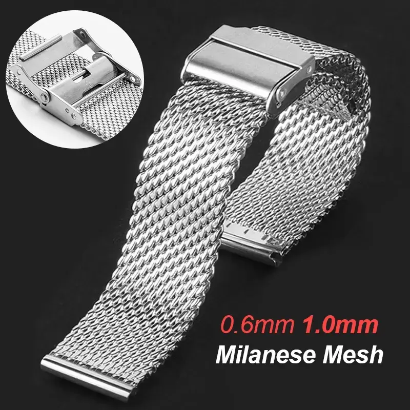 Milanese Mesh Watchband for Rolex Stainless Steel Bracelet for DW Folding Buckle Belt 18 20mm 22 24mm Universal Strap for Seiko