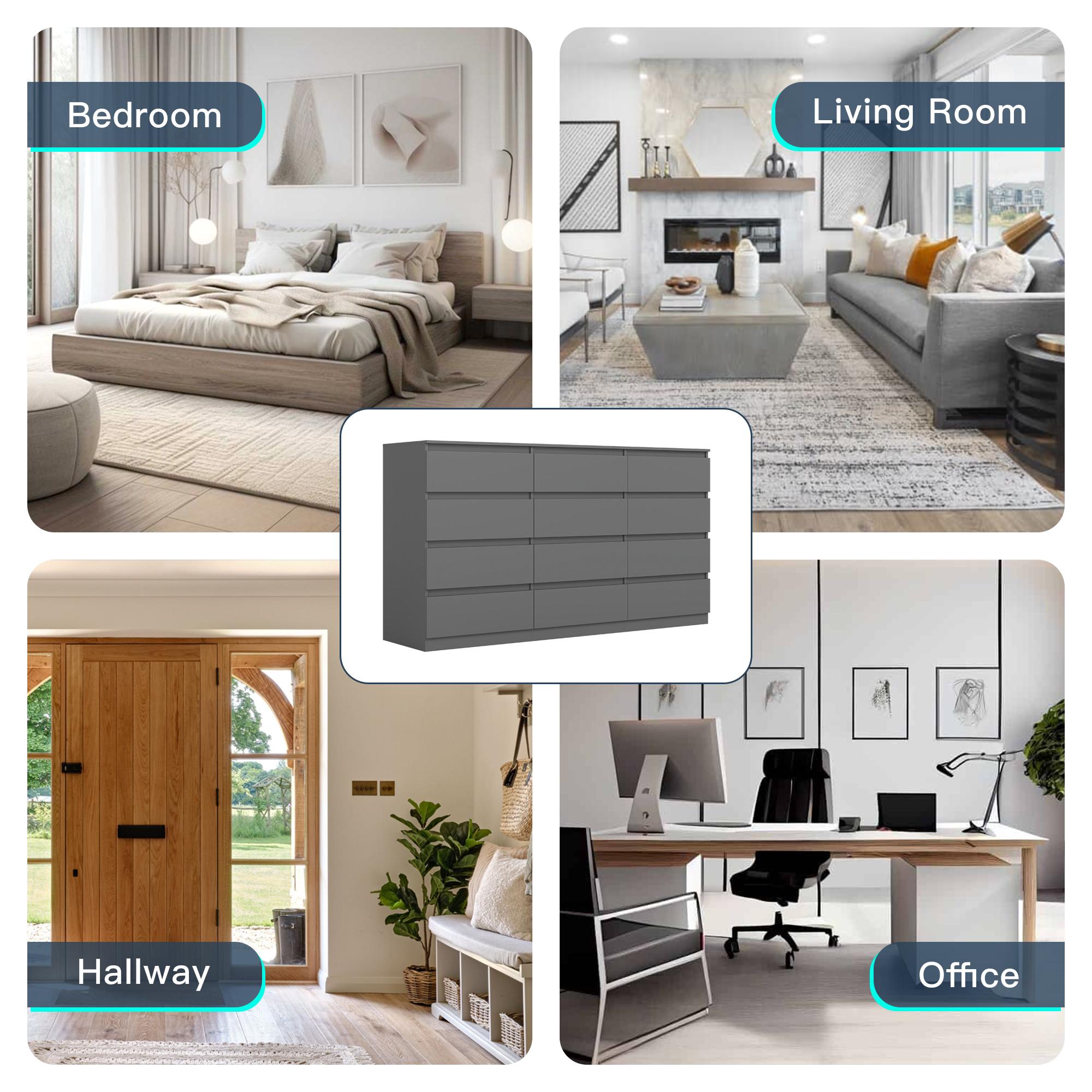 Spaco Modern 12 Drawer Dresser with Deep Drawer,Storage Wide Chest of Drawer,Wood Bedroom Dresser with Handle-Less Design,TV Dresser for Living Room Spaco Modern 12 Drawer Dresser with Deep Drawer,Storage Wide Chest of Drawer,Wood Bedroom Dresser with Handle-Less Design,TV Dresser for Living Room