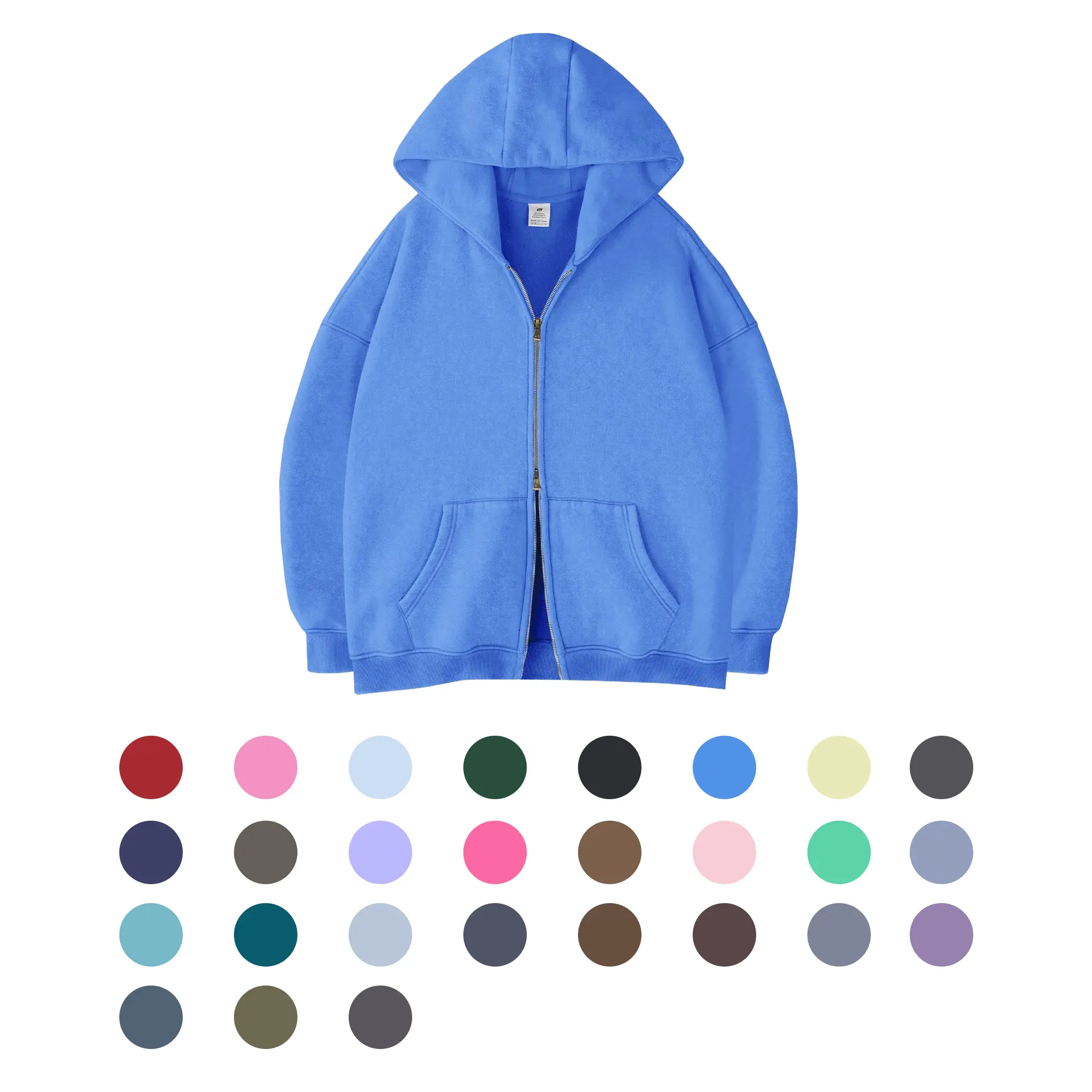 FAIABLE Men´s Hoodies Unisex Oversized Zip-Up Hoodie for Women Plain Acid Wash Long Sleeve Pullover Basic Minimalist Tops Heavyweight Fleeced Cotton Zipper Hoodie Vintage Casual Menswear Sweatshirts