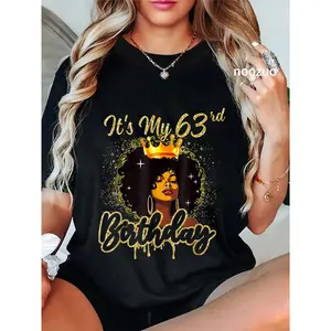 100% Cotton It's My 63rd Birthday Queen 63 Years Old Crown Gold Women T-Shirt