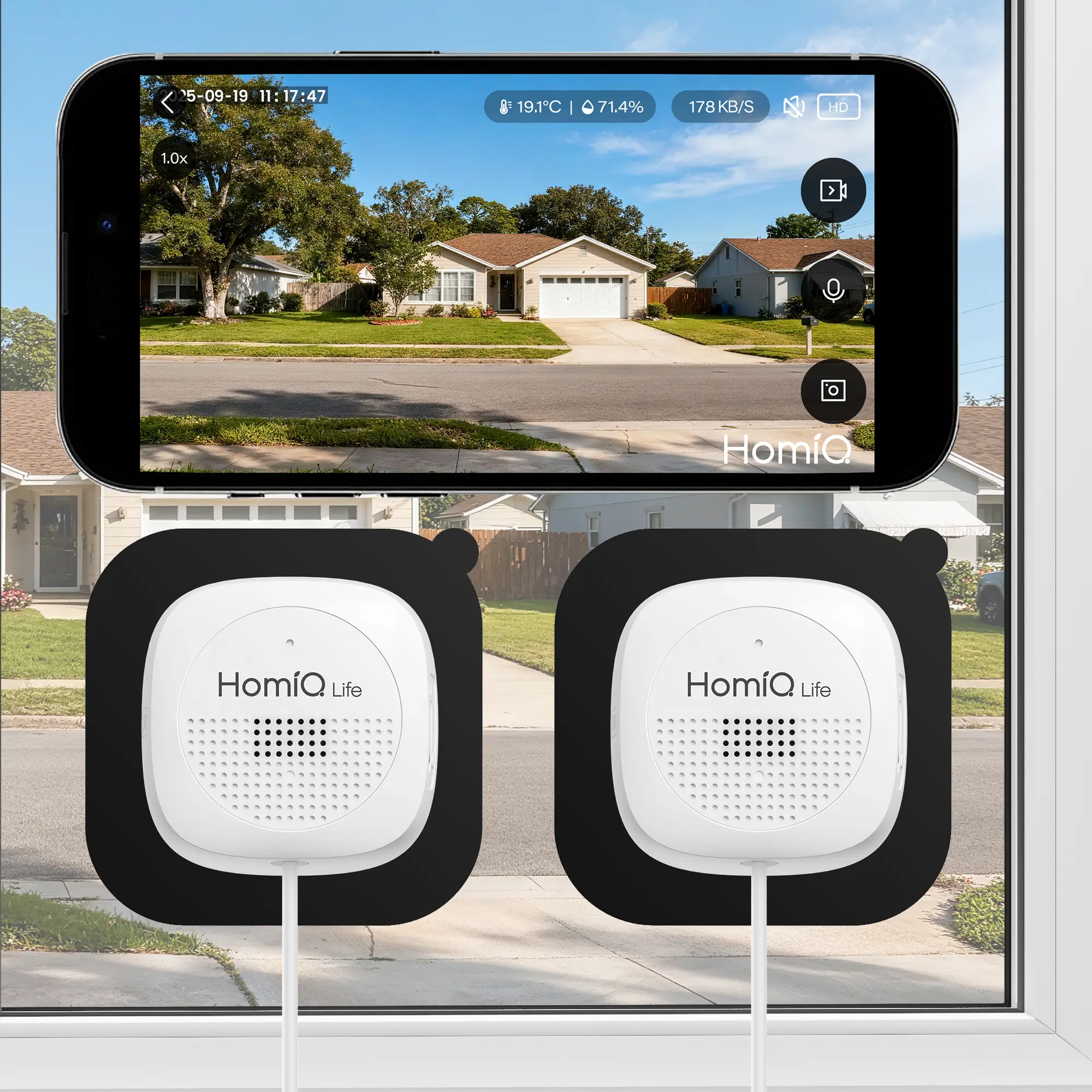 HOMIQ LIFE 2-Pack Window Security Cameras, AI-Powered Home Security Camera System with Color Night Vision, Person Detection, Auto Focus, Micro SD Compatibility, Smart Home Gadgets, Auto Focus Security Cameras & Systems