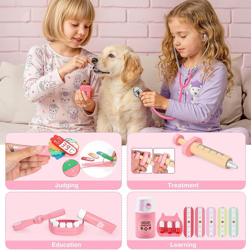 Ophy Doctor's Case, Children's Wooden Play Set, 40-Piece Doctor's Case for Children from 3, 4, 5 Years, Medical Toy with Real Stethoscope, Role Play Toy, Halloween, Child Decoration, EfficientGrip Ophy Doctor's Case, Children's Wooden Play Set, 40-Piece Doctor's Case for Children from 3, 4, 5 Years, Medical Toy with Real Stethoscope, Role Play Toy, Halloween, Child Decoration, EfficientGrip