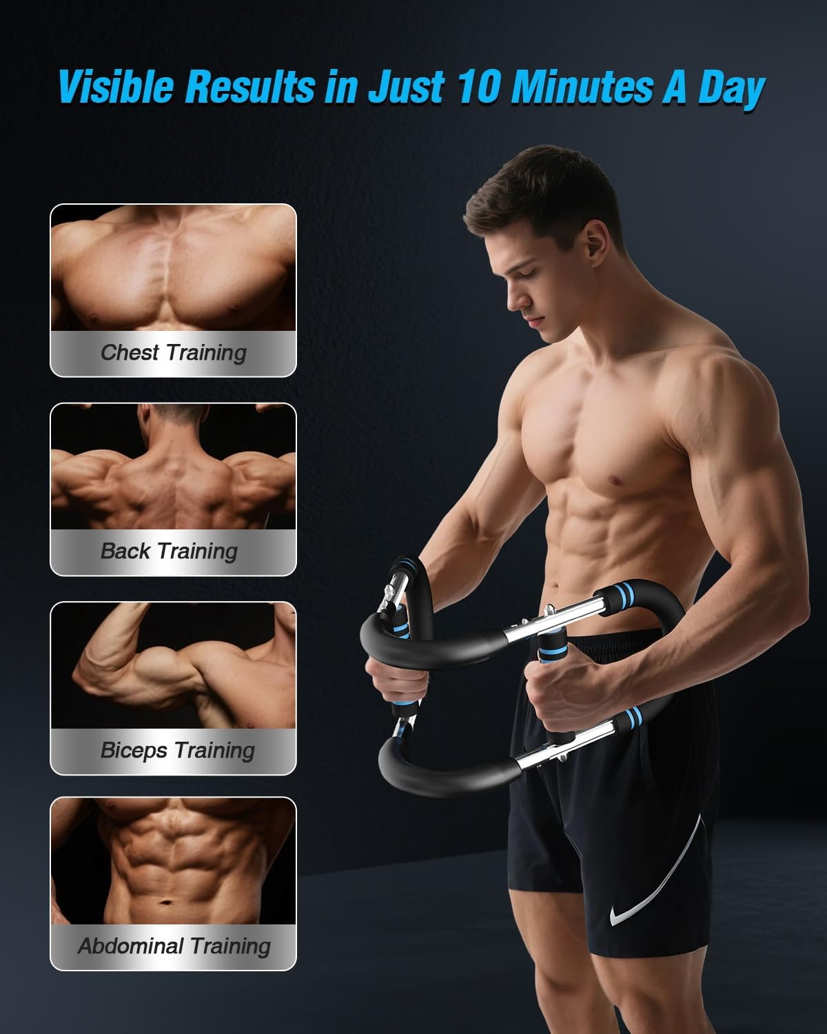 Twister Arm Trainer Chest Workout Equipment Adjustable Shaker Twister Arm Trainer for Men Women, Portable Power Chest Clip Muscle Fitness with Detachable Design