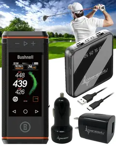 Bushnell Wingman HD View Golf Speaker, 3.5" Touchscreen, GPS Distances, Premium 360° Audio, Waterproof Design, Magnetic Cart Mount (362350) with Wearable4U Bundle