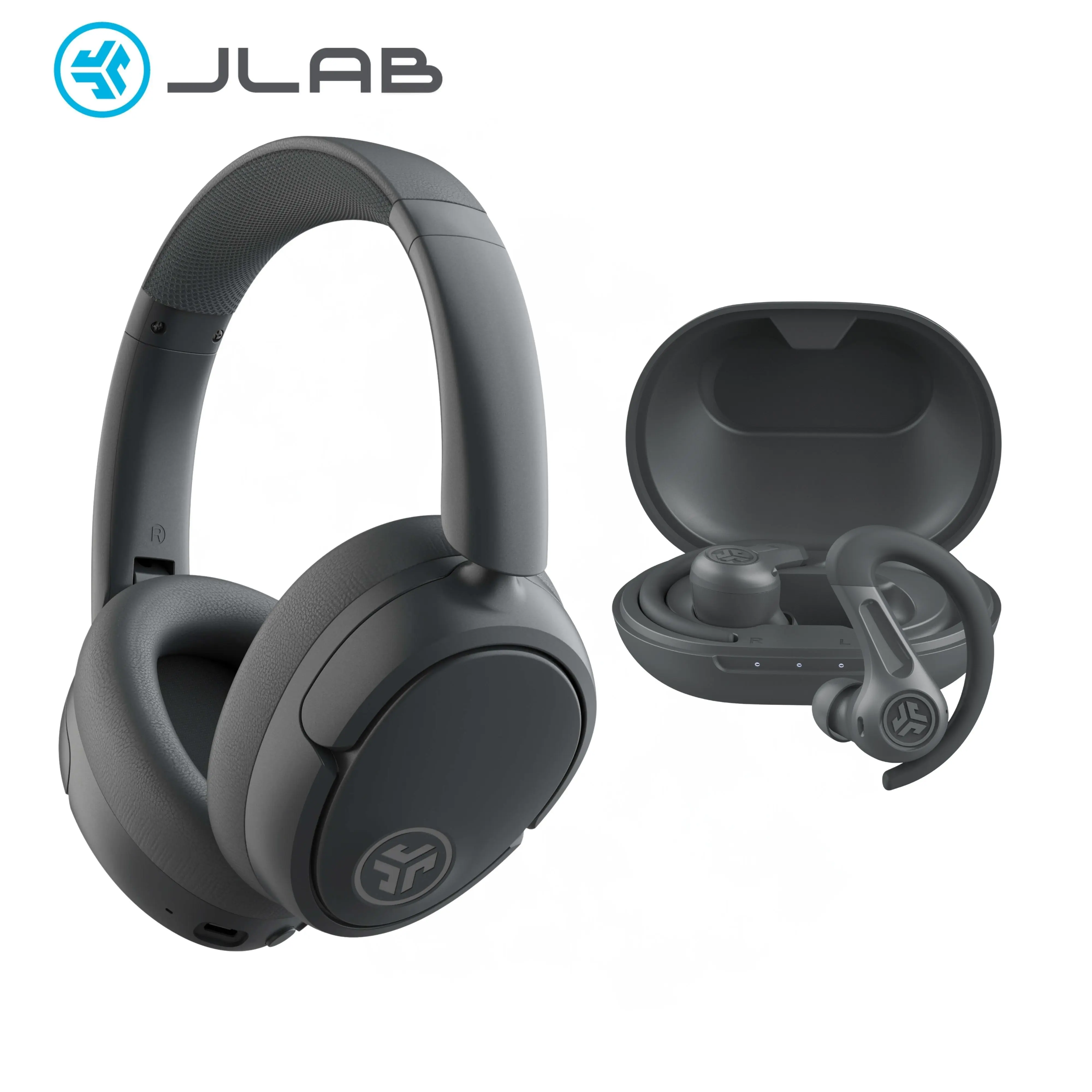 JLab JBuds Lux ANC Headphones + JBuds Sport ANC 4 Earbuds Bundle | Hybrid Noise Canceling Bluetooth 70Hr IP66 Sweatproof Earhook summerwins
