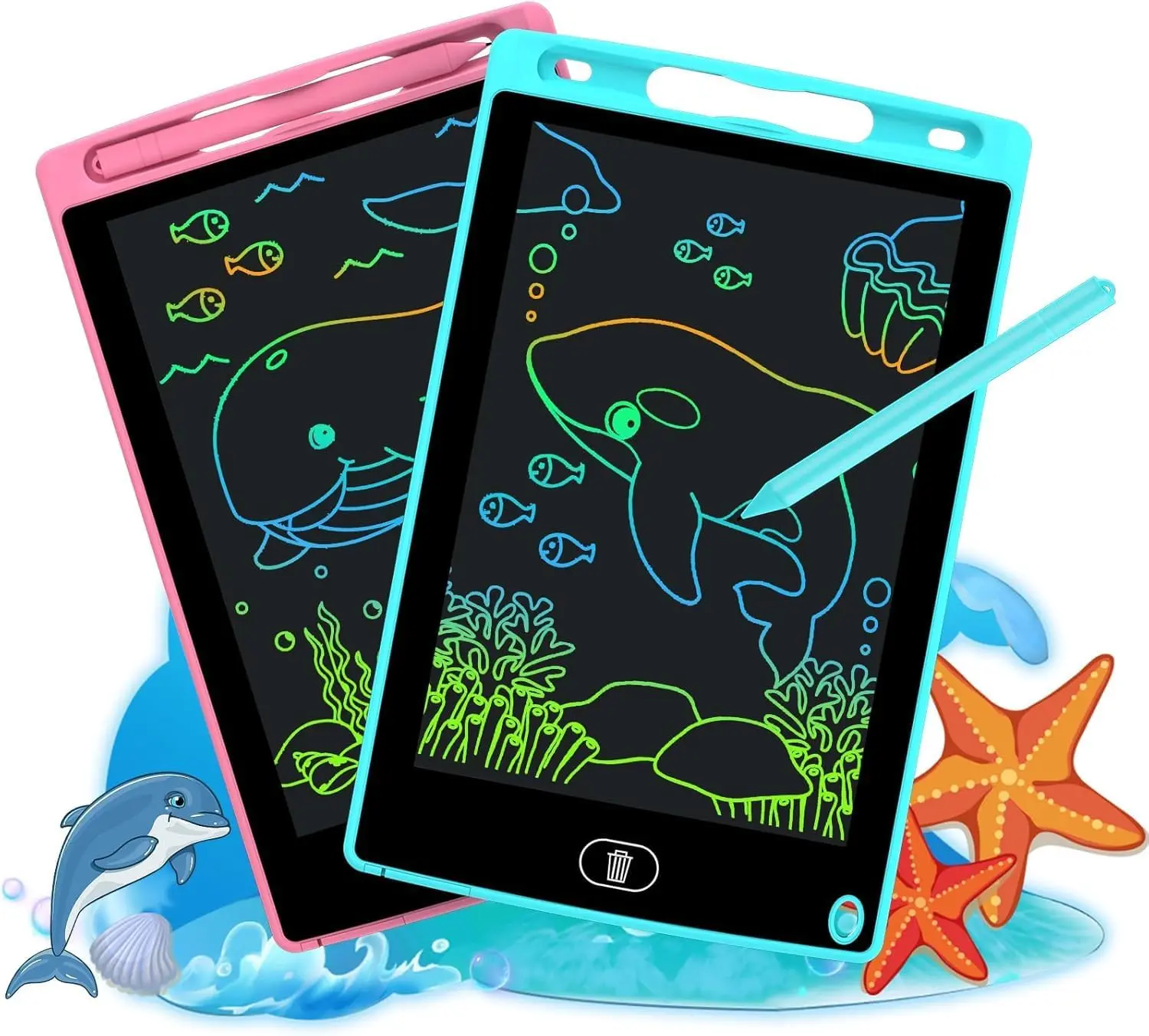 2 Pack LCD Writing Tablet 8.5 Inch Erasable Drawing Pad Toys for Kids Reusable Colorful Electronic Doodle Board Educational and Learning Gifts Drawing Board 10"