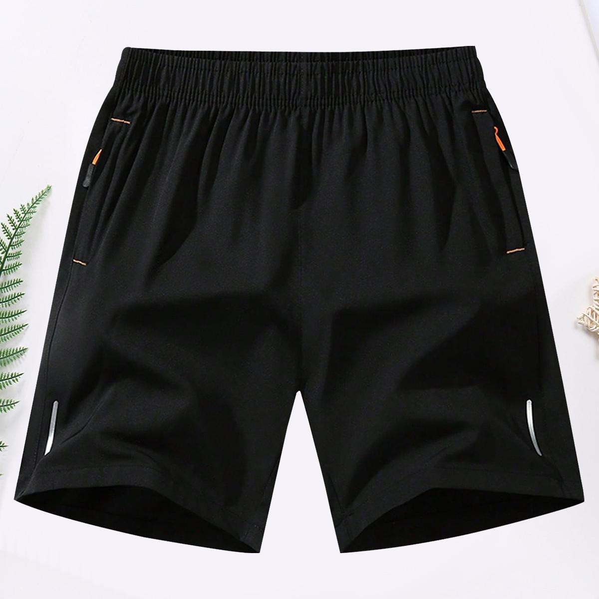Men's Solid Color Zipper Pocket Shorts - Summer Casual Comfortable Breathable Three-Quarter Pants, Men's Everyday Bottoms, Tropical Beige, 5-Pack, men's shorts, short shorts