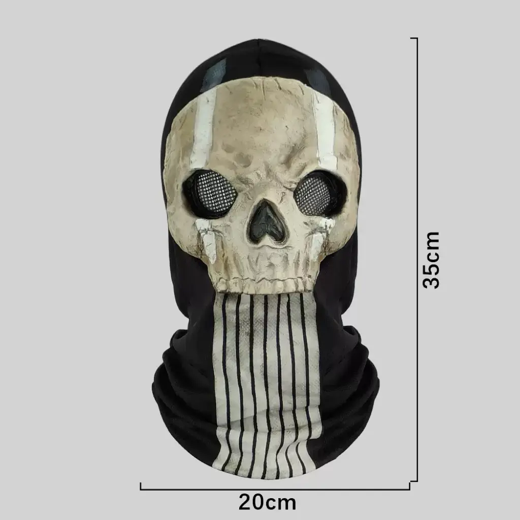 A04 Call of Duty Keegan Cosplay Cotton-Blend Ghost Balaclava, Motorcycle Protective Accessories, Comfortable Adjustable One-Size Fit for Halloween Party & Sports