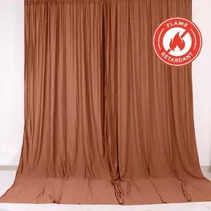 2 Pack 5ftx10ft Terracotta (Rust) Scuba Polyester Backdrop Drape Curtains, Durable Flame Resistant Event Divider Panels Wrinkle Free With Rod Pockets