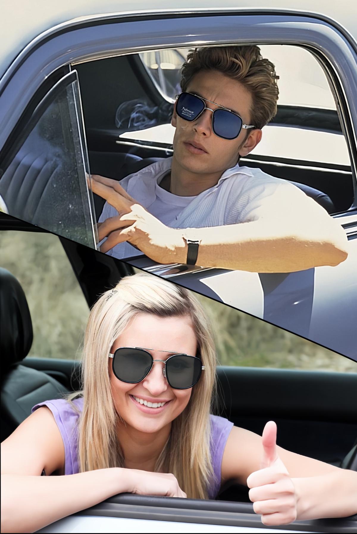 Unisex Fashionable All-match Tinted Lens Aviator Sunglasses, His and Hers Gifts, Summer Vintage Trendy Glasses, Fashionable Sunglasses Men for Outdoor Activities