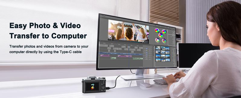 CAMKORY Selfie-Ready 4K Digital Camera | 180° Flip Screen, WiFi Autofocus Vlogging Camcorder, Compact Point and Shoot Travel Camera, Ideal Gift Choice for Kids, Teens & Adults