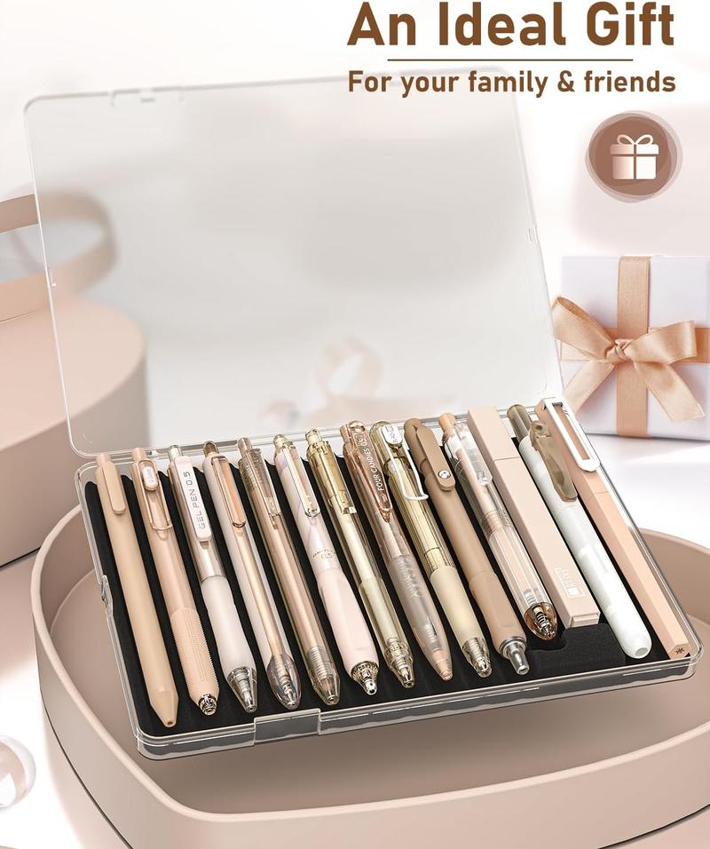 Four Candies 14Pack Pastel Gel Ink Pen Set,Cute Retractable 0.5mm Fine Point Pen,Note Taking Aesthetic Pens,12 Pack Black Ink Pens with 2Pcs Highlighter, Smooth Writing Pens for School and Office,NoteTaking,Students Stationary,girly office supplies