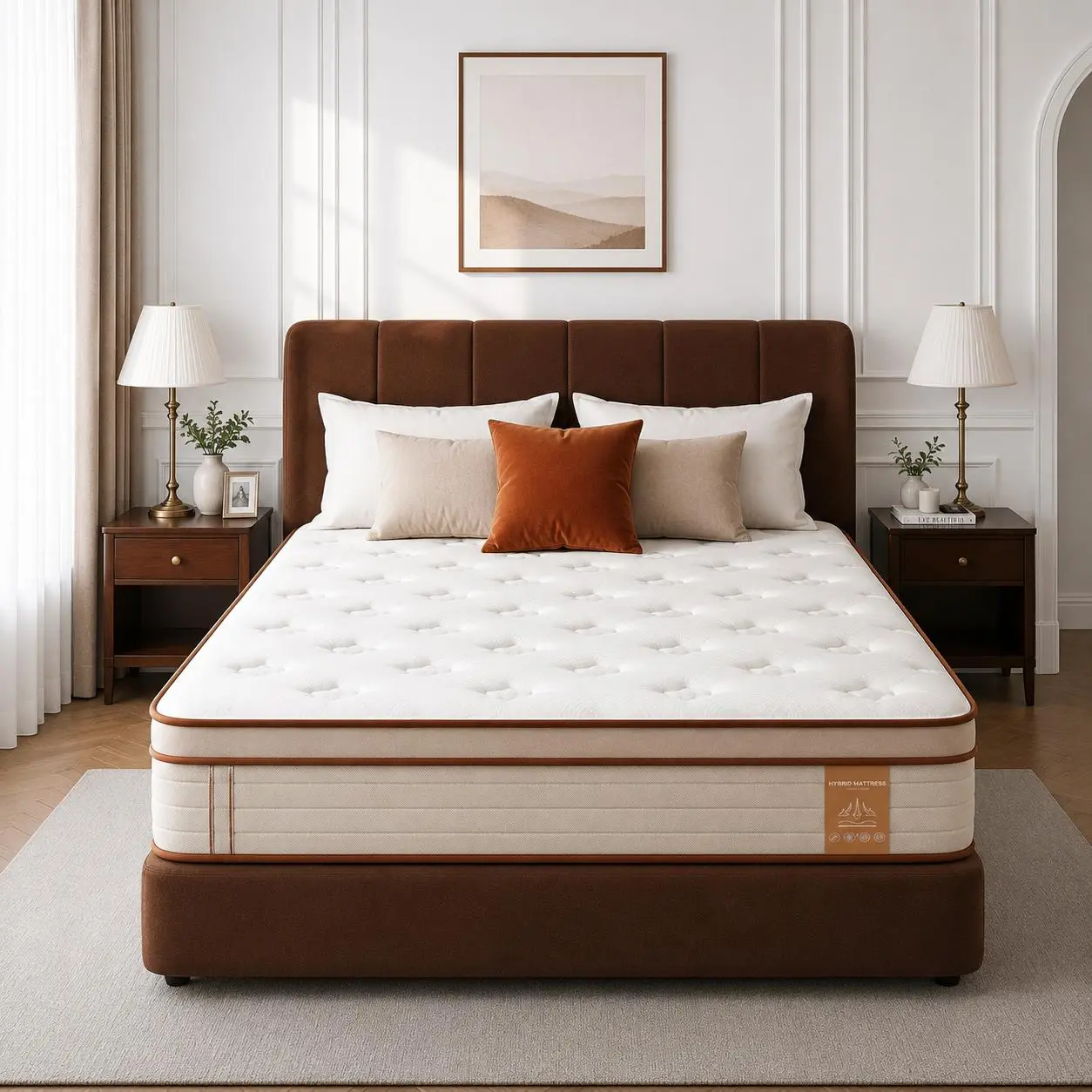 【sohochic】VNAOE 12-Inch Supportive Hybrid Mattress - Queen Size, King Size Options - Memory Foam & Innerspring Medium Firm Bed with Breathable Lumbar Support, Anti-Allergic - Ideal for Home Bedroom, Father’s Day Gift (Weekly Sale), King Size Mattresses Al