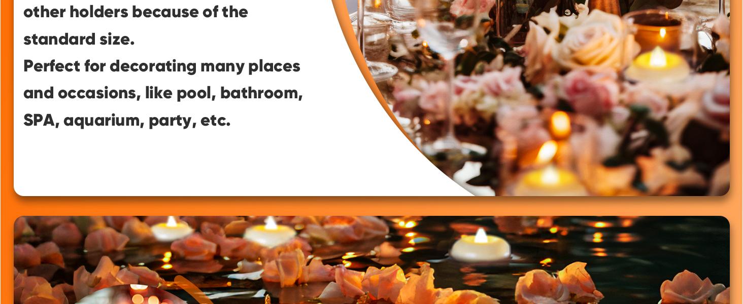 Homemory 24Pack 2” Flameless Led Floating Candles, 200 Hour Plastic Battery Operated Flickering Waterproof Tealights for Cylinder Vases, Centerpieces at Wedding, Party, Pool, Holiday (White Base)