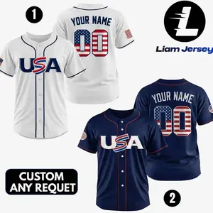 USA Baseball Jersey Custom Name Number, Personalized American Flag Team Uniform for Men Women Youth Kids, Custom Baseball Shirt 2026