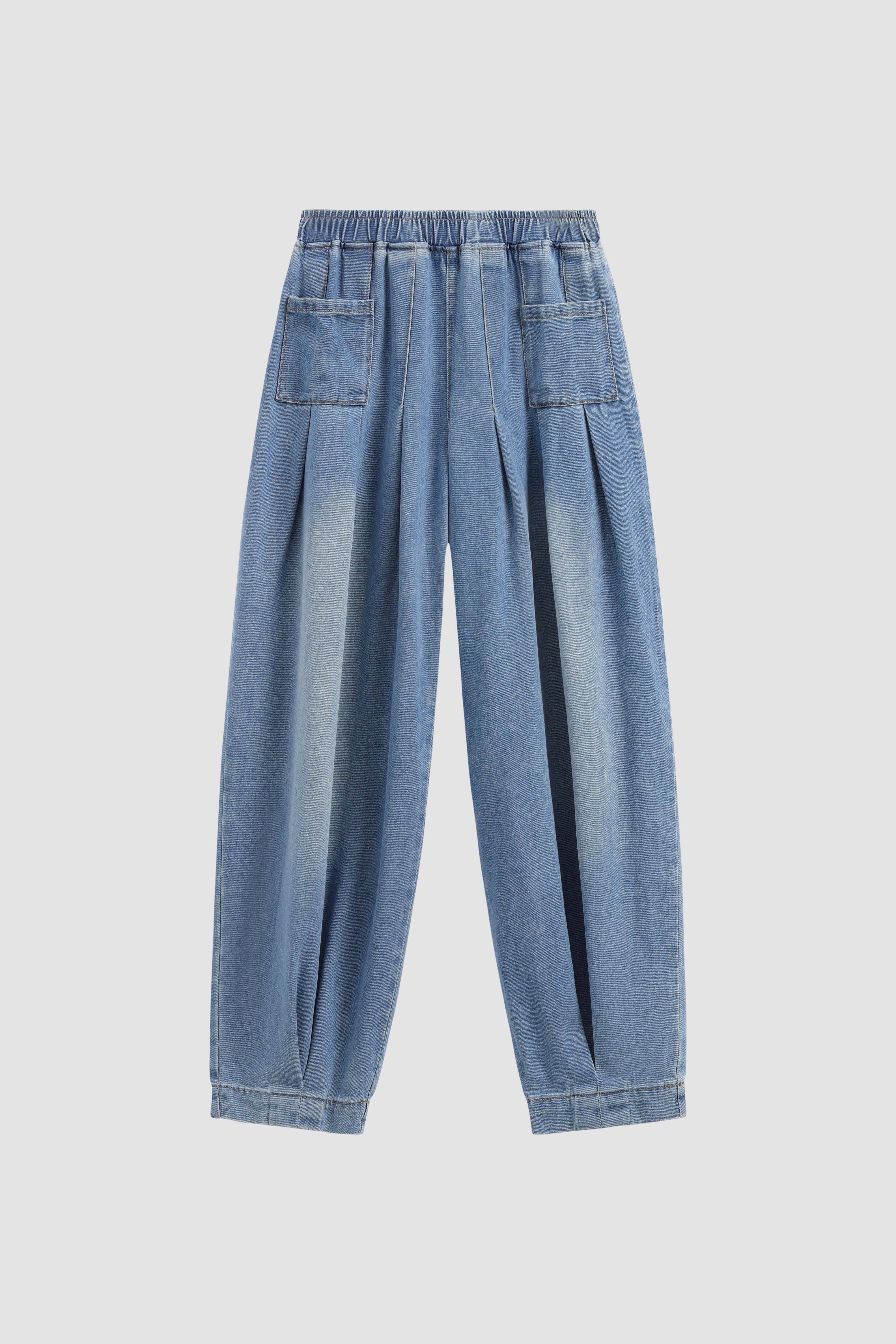 Elengatine Women's Elastic Waist Denim Pants – Relaxed Slouchy Wide-Leg Jeans, Soft Comfortable Baggy Fit for Casual Daily Wear, Lounge & Travel Elengatine Women's Elastic Waist Denim Pants – Relaxed Slouchy Wide-Leg Jeans, Soft Comfortable Baggy Fit for Casual Daily Wear, Lounge & Travel
