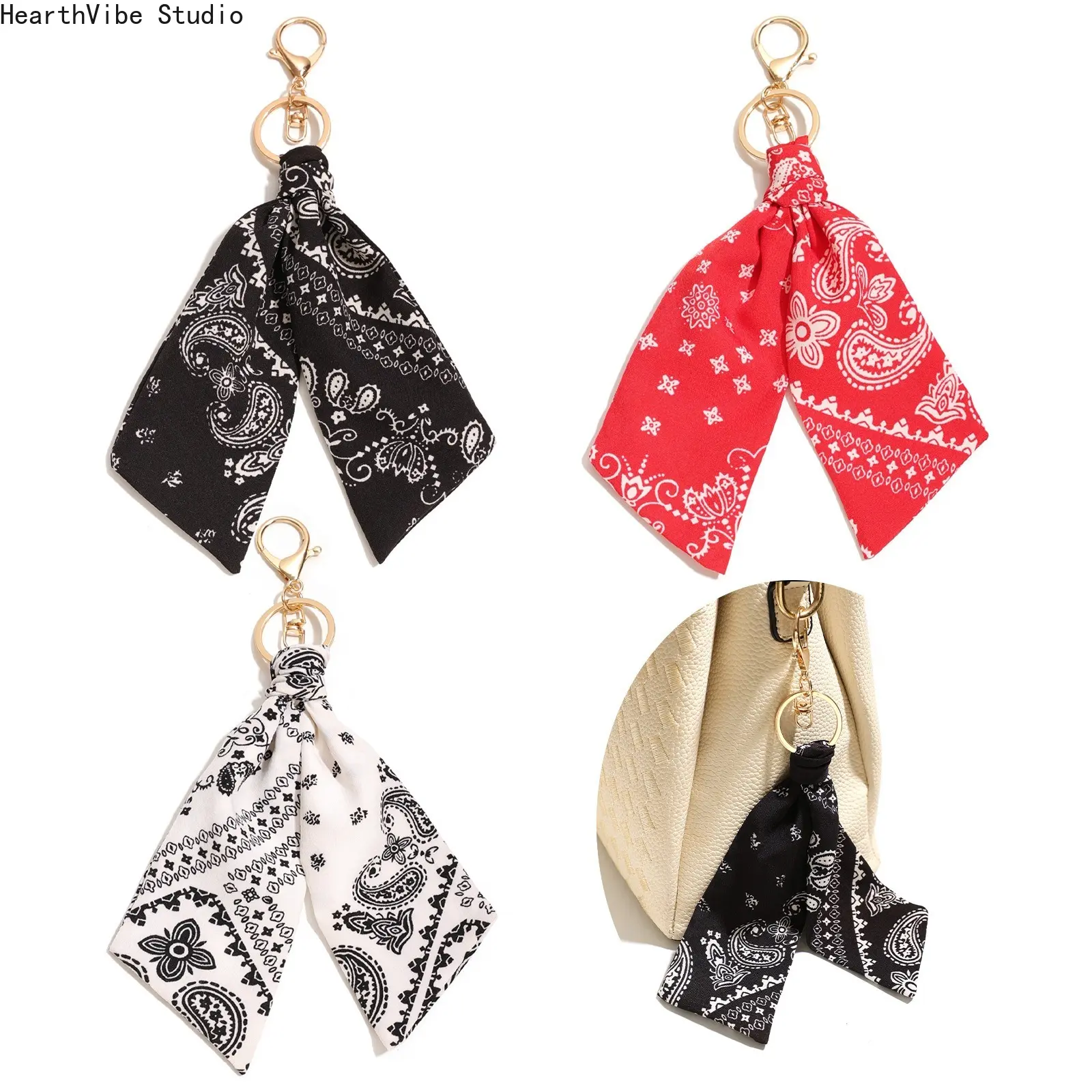 Retro Ethnic-Style Paisley Fabric Bag Charm - Sports & Outdoor Accessory, Purse Charm, Keychain, Car Hanging Ornament Gift, Bag Charms