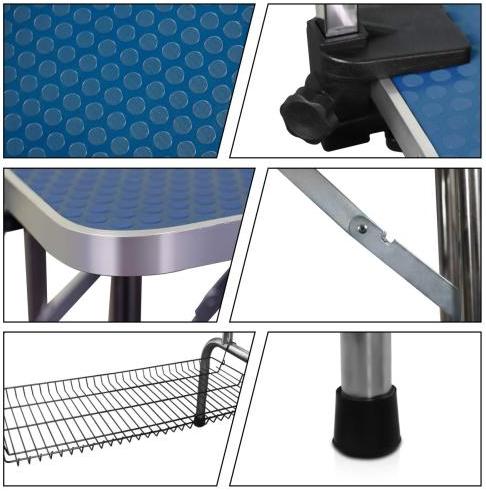 2-in-1 Pet Grooming Table & Care Desk! Foldable & Height-Adjustable, With Hook & Storage Basket, Universal Table for Dog & Cat Bathing/Blowing/ Nail-Trimming