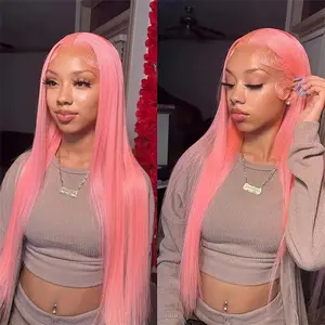 Light Pink Lace Front Wig 100%  Human Hair HD 13x4 Glueless Super Double Drawn Bone Silk Straight Lace Frontal Wig Colored Human Hair Wigs For Women Pre Plucked #SpringStatements