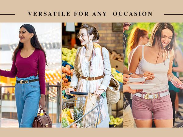 JASGOOD Women's Leather Belts for Jeans Dress Pants Black Brown Belts for Women Ladies Waist Belts with Gold Buckle JASGOOD Women's Leather Belts for Jeans Dress Pants Black Brown Belts for Women Ladies Waist Belts with Gold Buckle