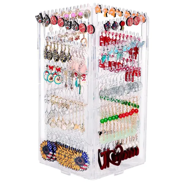 360 Rotating Earring Holder Organizer Stand,5 Tiers Acrylic Jewelry Organizers and Storage,Stud Earring Organizers and Storage,212 Holes and 212 Grooves for Earrings Necklaces chain bracelet