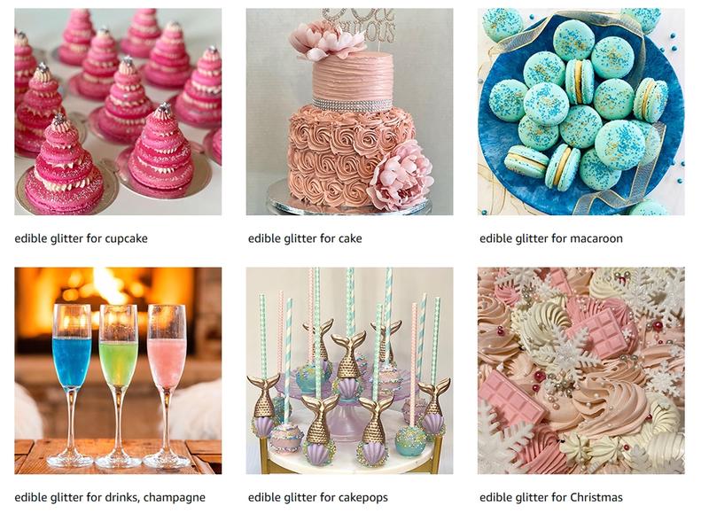 Edible Glitter, Food Coloring Set 10 for Drinks, Wine, Beer, Cocktails, Strawberries, Cakes, Cupcakes, Chocolate Pretty Water Glitter Cake- 5g/bottle