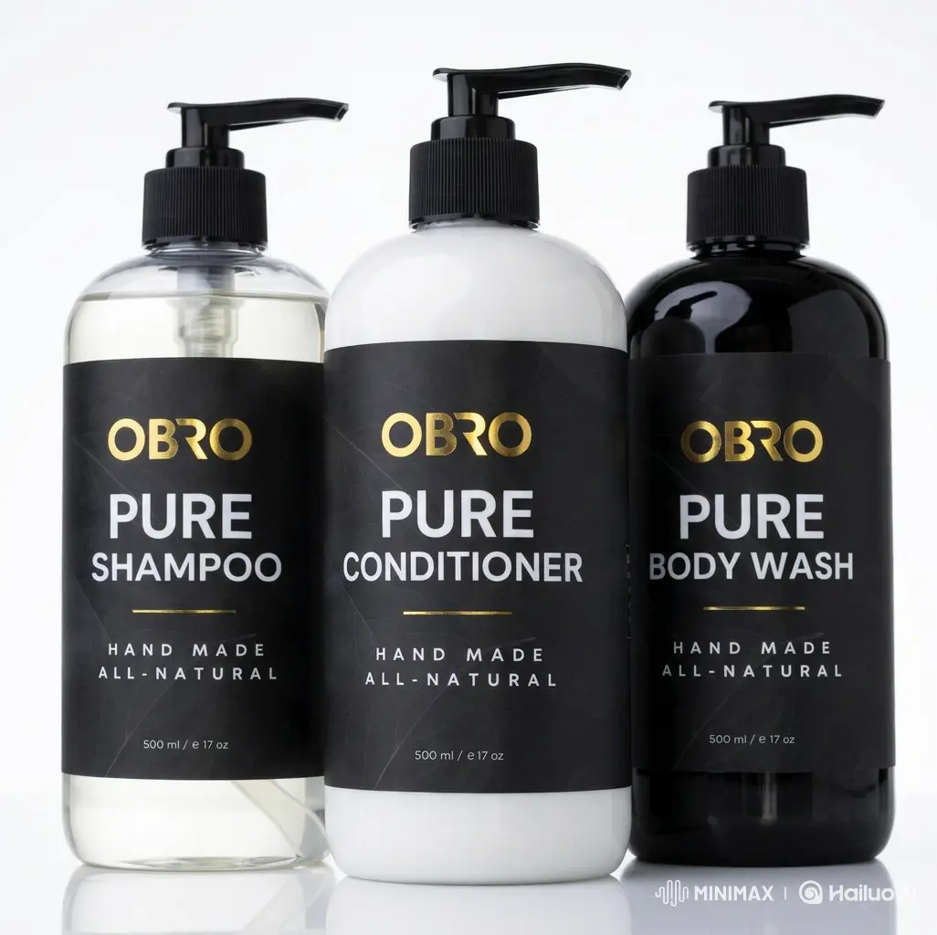 OBRO Pure Shower Trio Scented Cleanser Set - 3x500ml Shampoo, Conditioner, Body Wash - Naturally Derived, Synthetic-Free Hair & Body Care with Natural Oils, Fragranced, Moisturizing, Moisturize